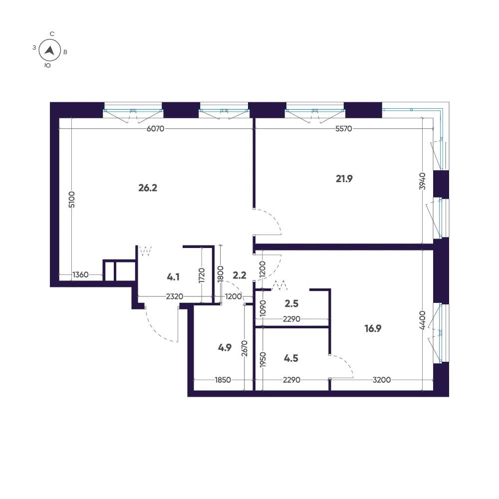 Планировка 2-комнатная 83,2 м² в премиальном комплексе «ЛДМ» — Премиальный комплекс «ЛДМ»