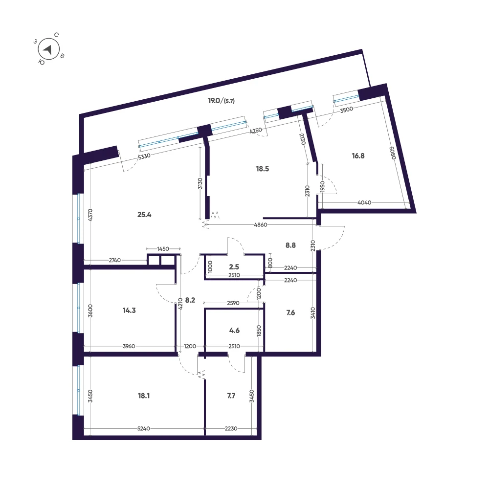 Планировка 4-комнатная 138,2 м² в премиальном комплексе «ЛДМ» — Премиальный комплекс «ЛДМ»