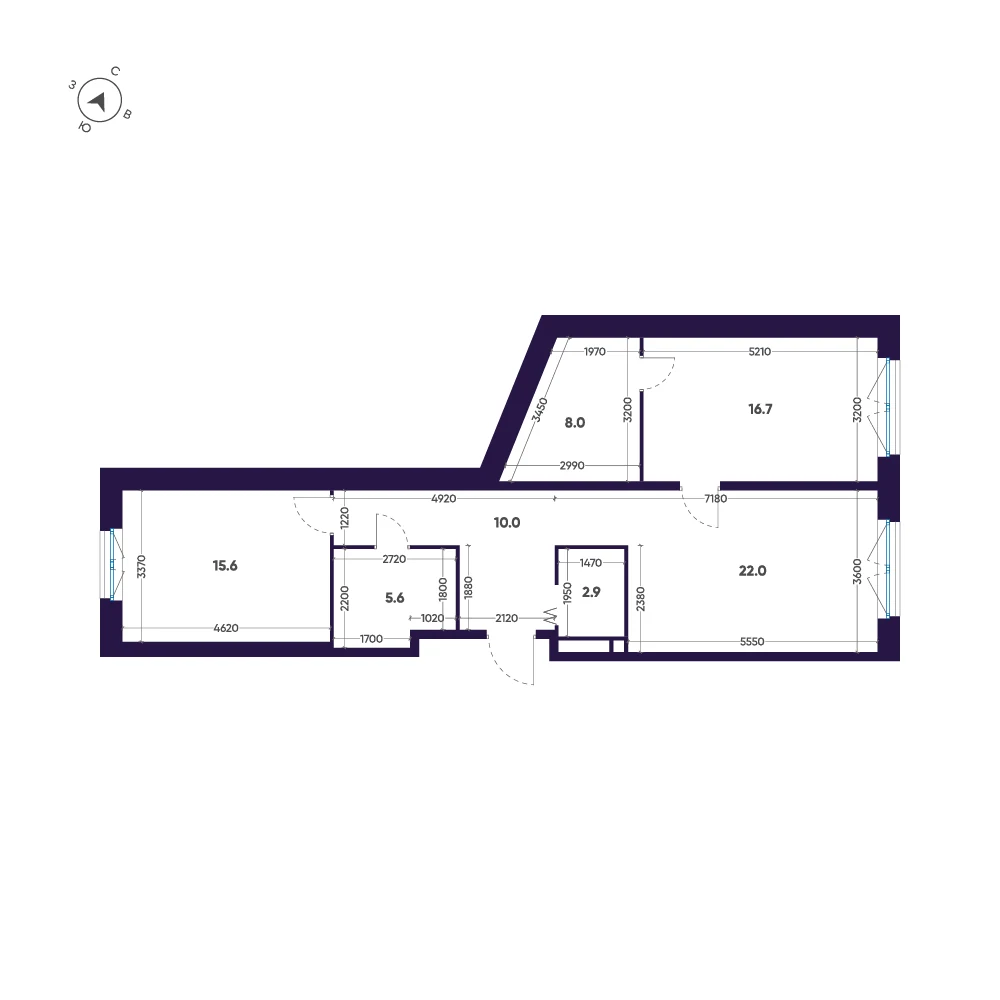 Планировка 2-комнатная 80,8 м² в премиальном комплексе «ЛДМ» — Премиальный комплекс «ЛДМ»