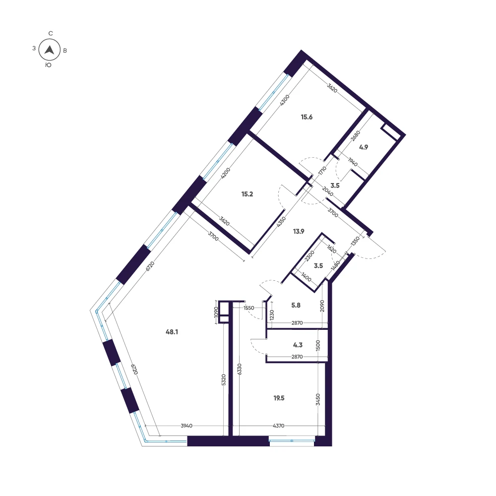 Планировка 3-комнатная 134,3 м² в премиальном комплексе «ЛДМ» — Премиальный комплекс «ЛДМ»