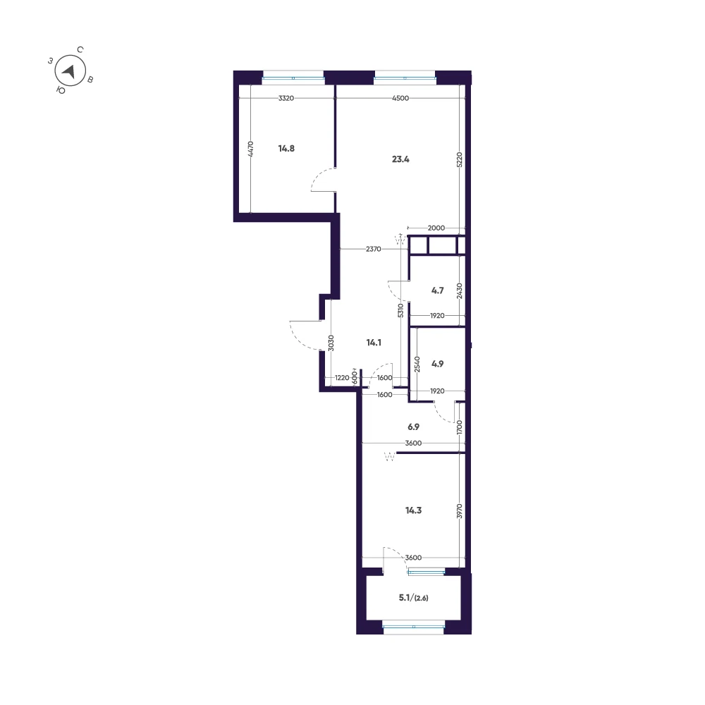 Планировка 2-комнатная 85,7 м² в премиальном комплексе «ЛДМ» — Премиальный комплекс «ЛДМ»