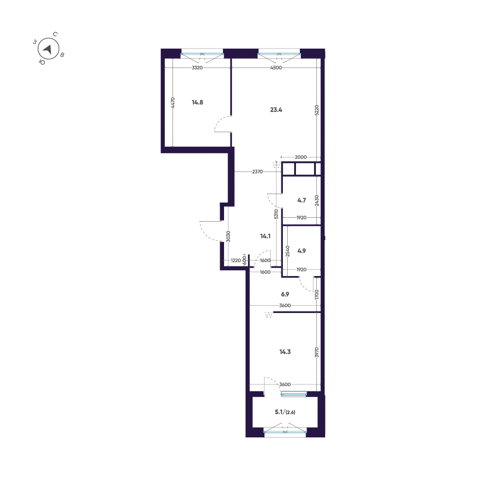 Планировка 2-комнатная 85,7 м² в премиальном комплексе «ЛДМ» — Премиальный комплекс «ЛДМ»