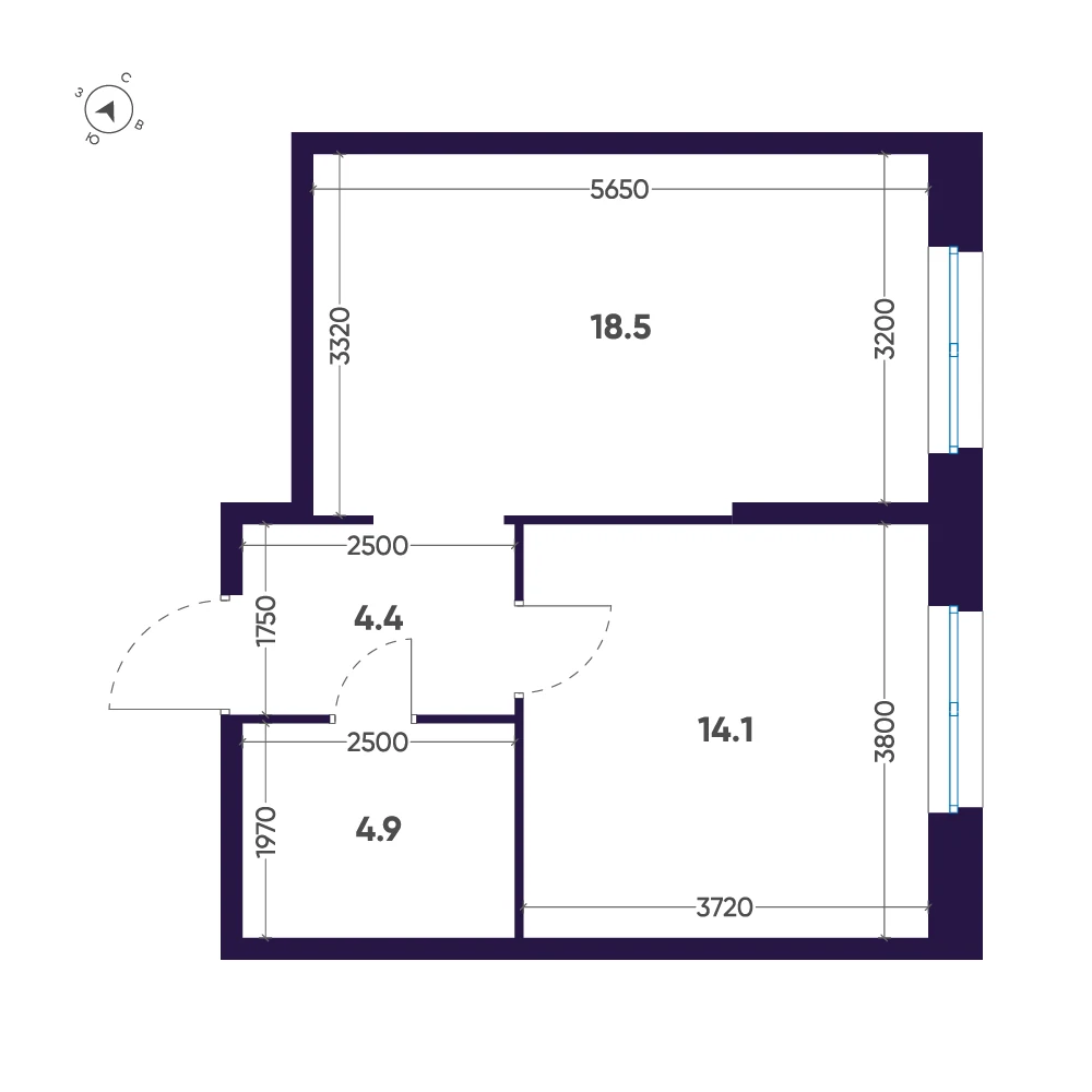 Планировка 1-комнатная 41,9 м² в премиальном комплексе «ЛДМ» — Премиальный комплекс «ЛДМ»