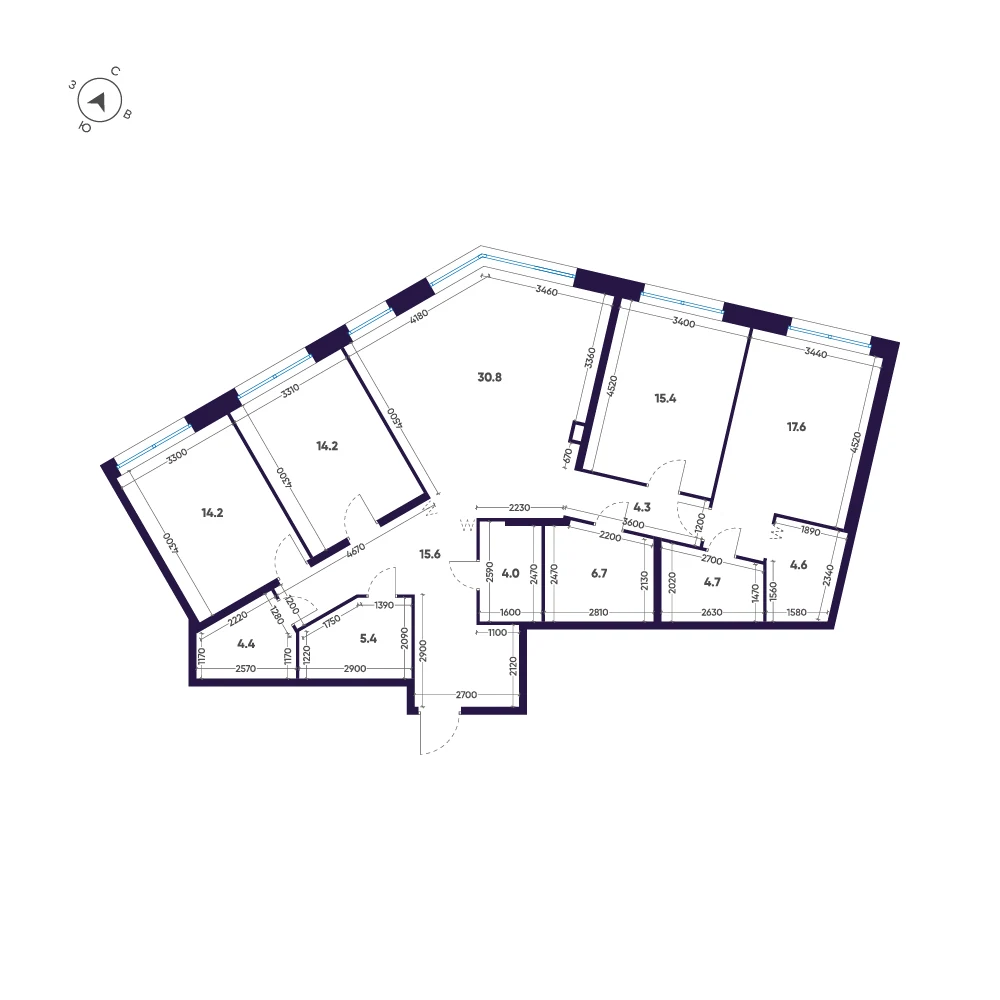 Планировка 4-комнатная 141,9 м² в премиальном комплексе «ЛДМ» — Премиальный комплекс «ЛДМ»