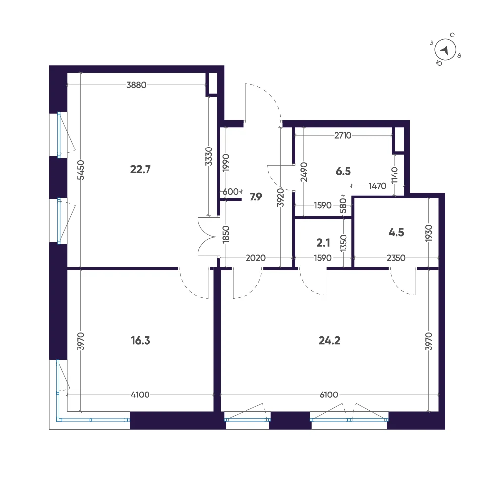 Планировка 2-комнатная 84,2 м² в премиальном комплексе «ЛДМ» — Премиальный комплекс «ЛДМ»