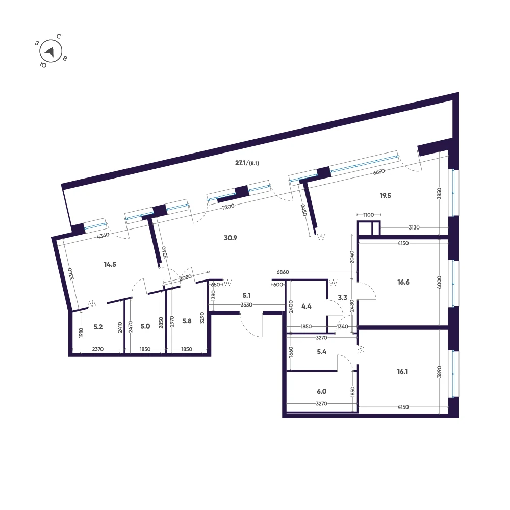 Планировка 4-комнатная 145,9 м² в премиальном комплексе «ЛДМ» — Премиальный комплекс «ЛДМ»