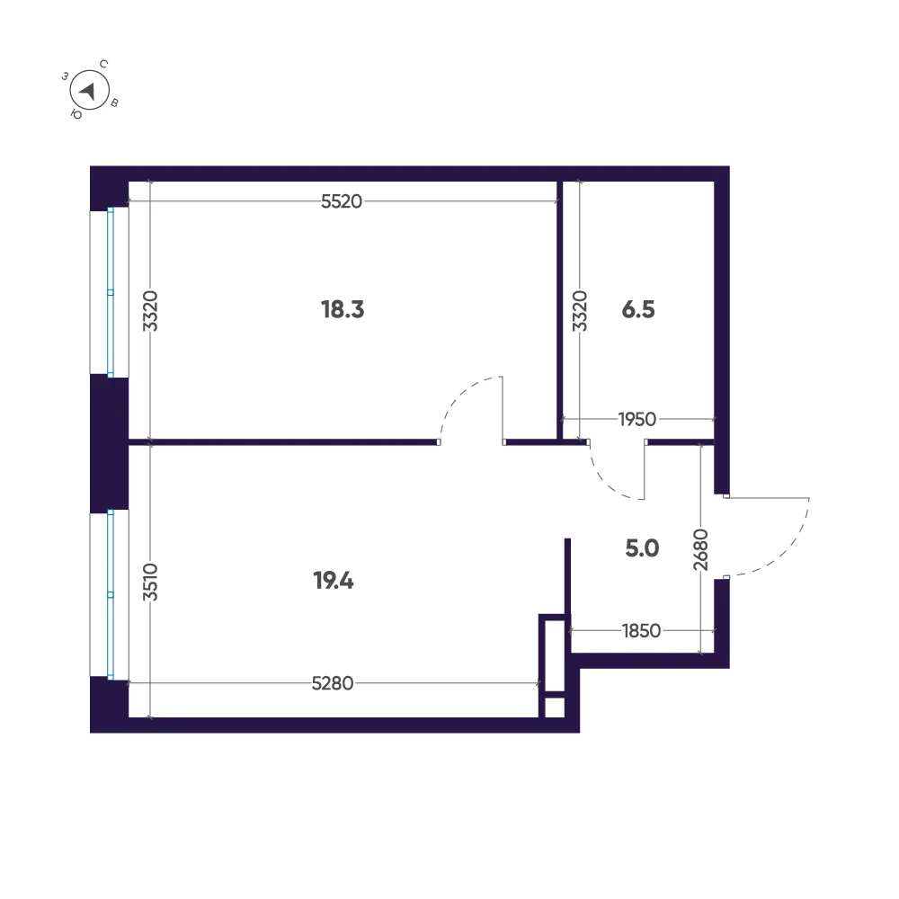 Планировка 1-комнатная 49,2 м² в премиальном комплексе «ЛДМ» — Премиальный комплекс «ЛДМ»