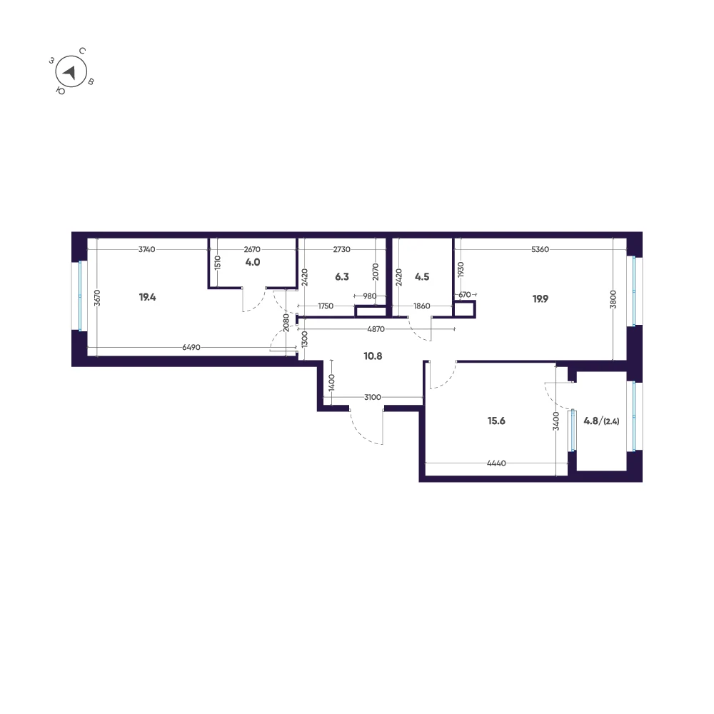 Планировка 2-комнатная 82,9 м² в премиальном комплексе «ЛДМ» — Премиальный комплекс «ЛДМ»