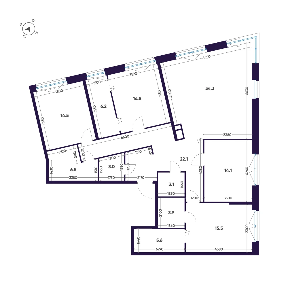 Планировка 4-комнатная 143,3 м² в премиальном комплексе «ЛДМ» — Премиальный комплекс «ЛДМ»