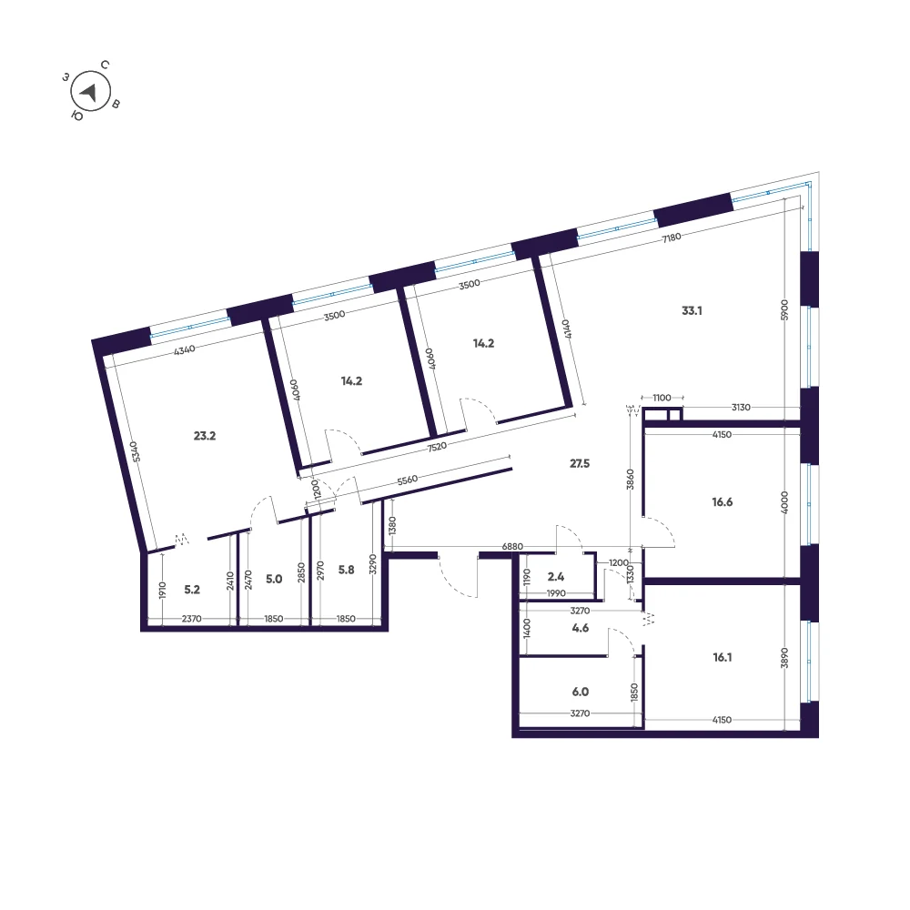 Планировка 5-комнатная 173,9 м² в премиальном комплексе «ЛДМ» — Премиальный комплекс «ЛДМ»