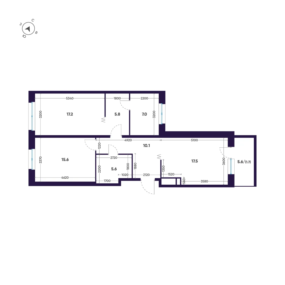 Планировка 2-комнатная 80,5 м² в премиальном комплексе «ЛДМ» — Премиальный комплекс «ЛДМ»