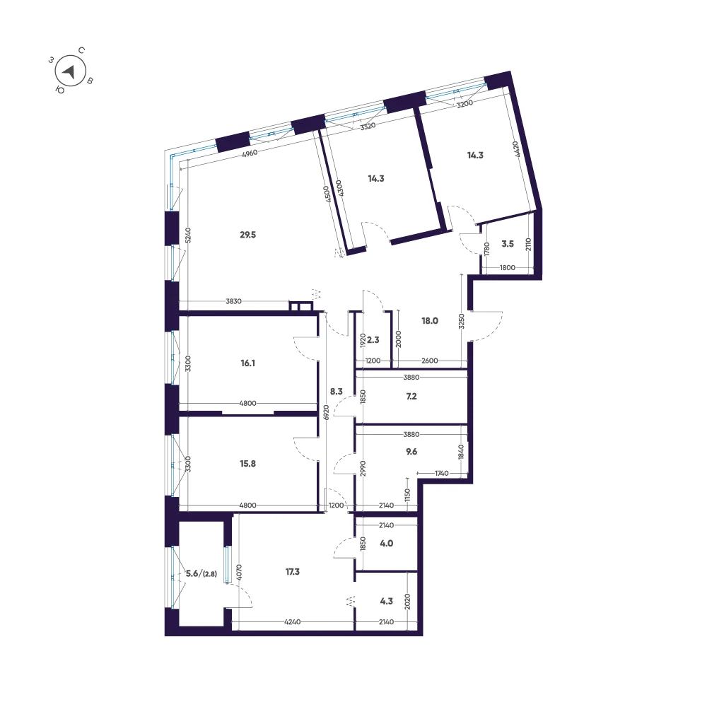 Планировка 5-комнатная 167,3 м² в премиальном комплексе «ЛДМ» — Премиальный комплекс «ЛДМ»