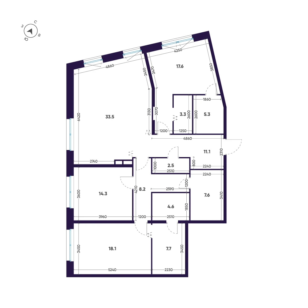 Планировка 3-комнатная 133,8 м² в премиальном комплексе «ЛДМ» — Премиальный комплекс «ЛДМ»