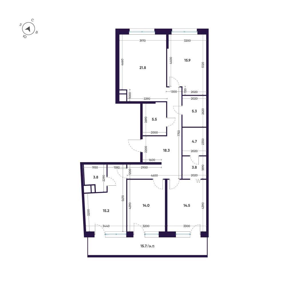 Планировка 4-комнатная 127,5 м² в премиальном комплексе «ЛДМ» — Премиальный комплекс «ЛДМ»