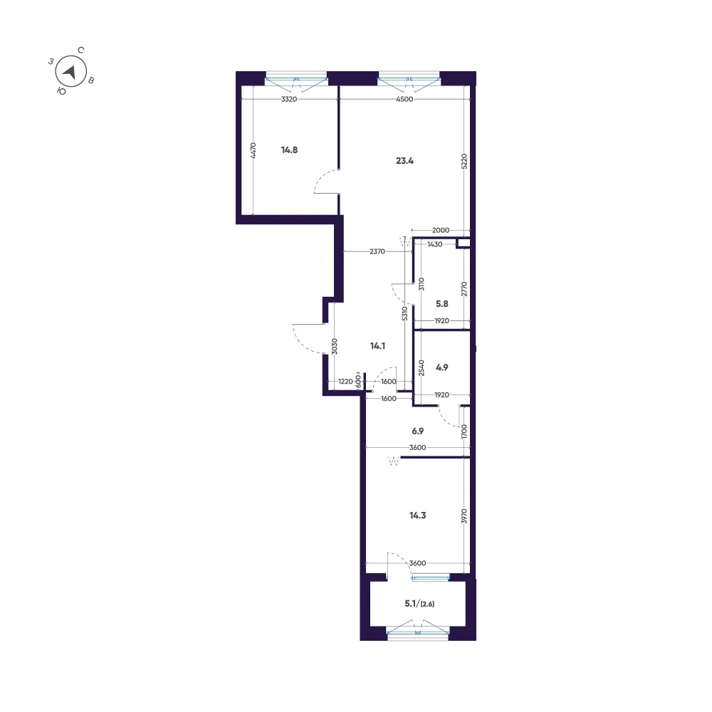 Планировка 2-комнатная 86,8 м² в премиальном комплексе «ЛДМ» — Премиальный комплекс «ЛДМ»