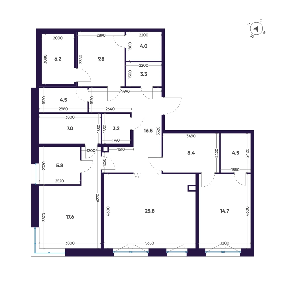 Планировка 2-комнатная 131,3 м² в премиальном комплексе «ЛДМ» — Премиальный комплекс «ЛДМ»