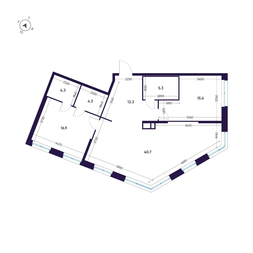 Планировка 2-комнатная 99,4 м² в премиальном комплексе «ЛДМ» — Премиальный комплекс «ЛДМ»