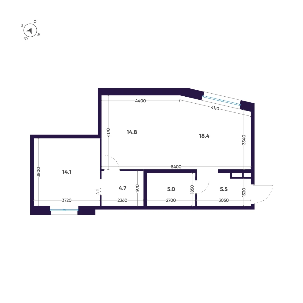 Планировка 1-комнатная 62,5 м² в премиальном комплексе «ЛДМ» — Премиальный комплекс «ЛДМ»
