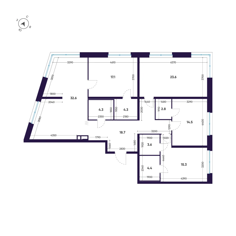 Планировка 4-комнатная 141,2 м² в премиальном комплексе «ЛДМ» — Премиальный комплекс «ЛДМ»