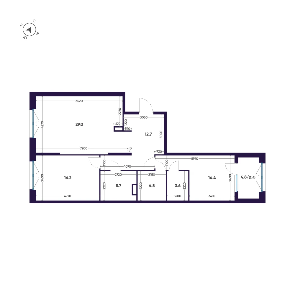 Планировка 2-комнатная 88,8 м² в премиальном комплексе «ЛДМ» — Премиальный комплекс «ЛДМ»