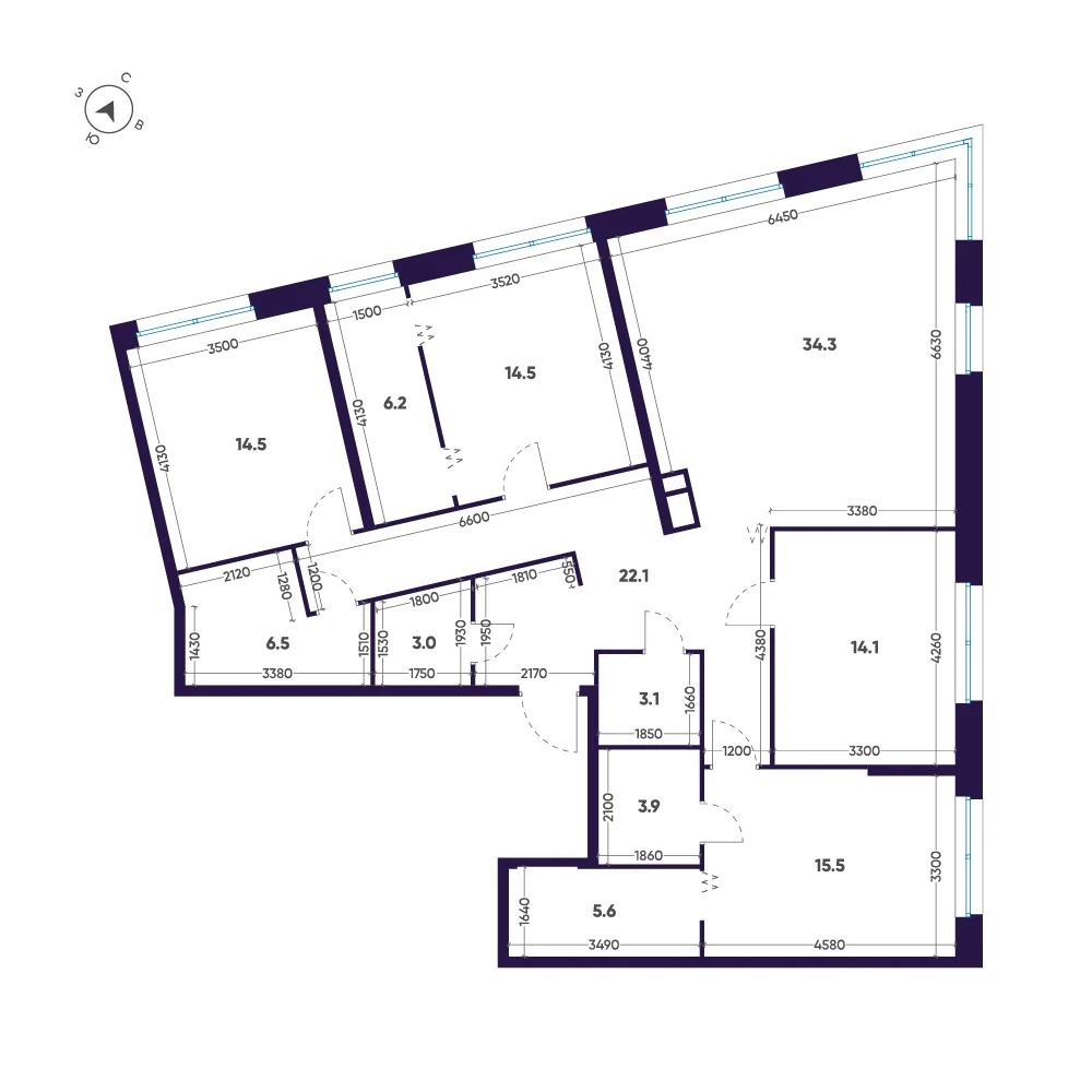 Планировка 4-комнатная 143,3 м² в премиальном комплексе «ЛДМ» — Премиальный комплекс «ЛДМ»