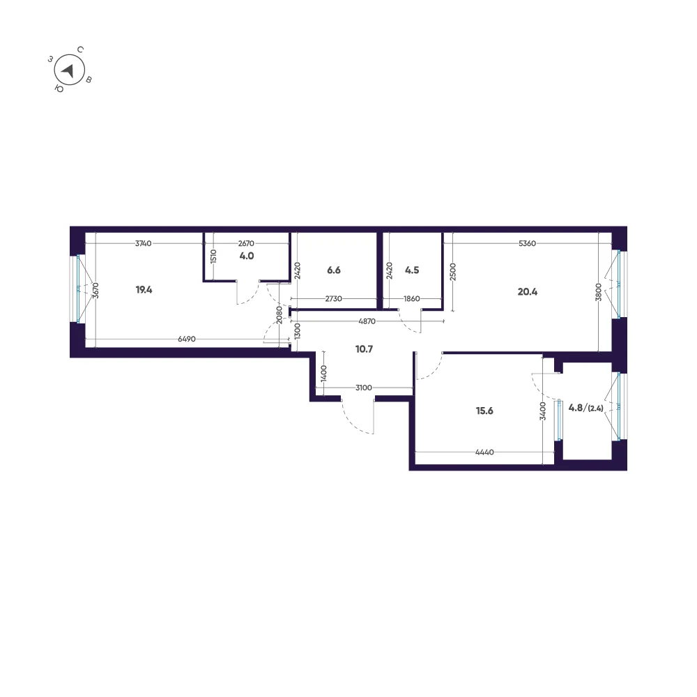 Планировка 2-комнатная 83,6 м² в премиальном комплексе «ЛДМ» — Премиальный комплекс «ЛДМ»