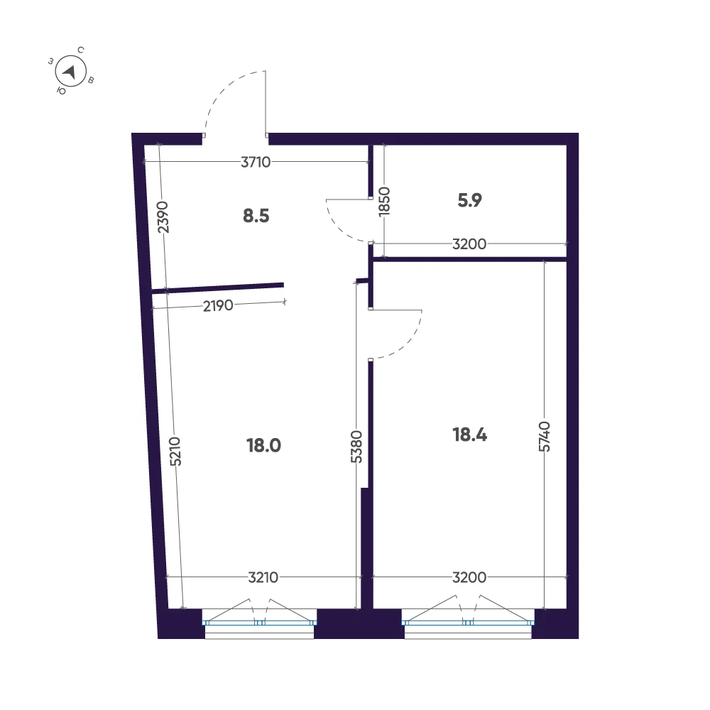 Планировка 1-комнатная 50,8 м² в премиальном комплексе «ЛДМ» — Премиальный комплекс «ЛДМ»