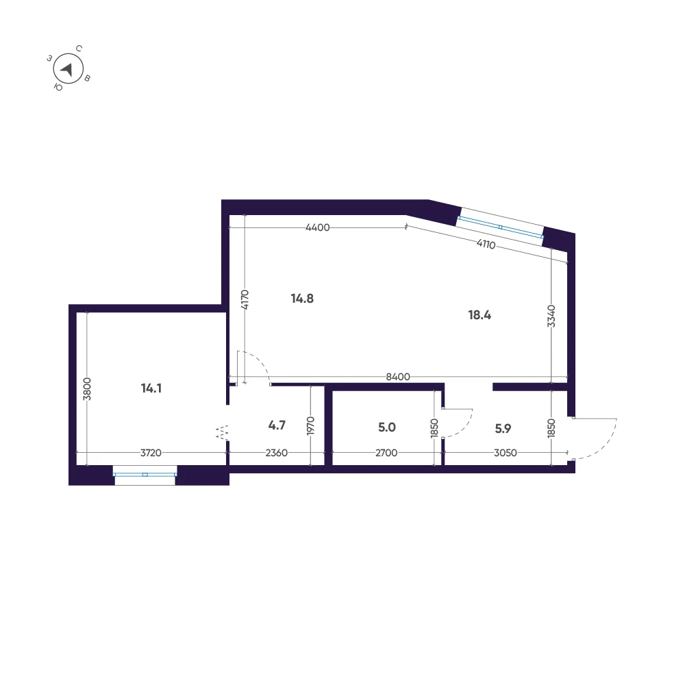 Планировка 1-комнатная 62,9 м² в премиальном комплексе «ЛДМ» — Премиальный комплекс «ЛДМ»