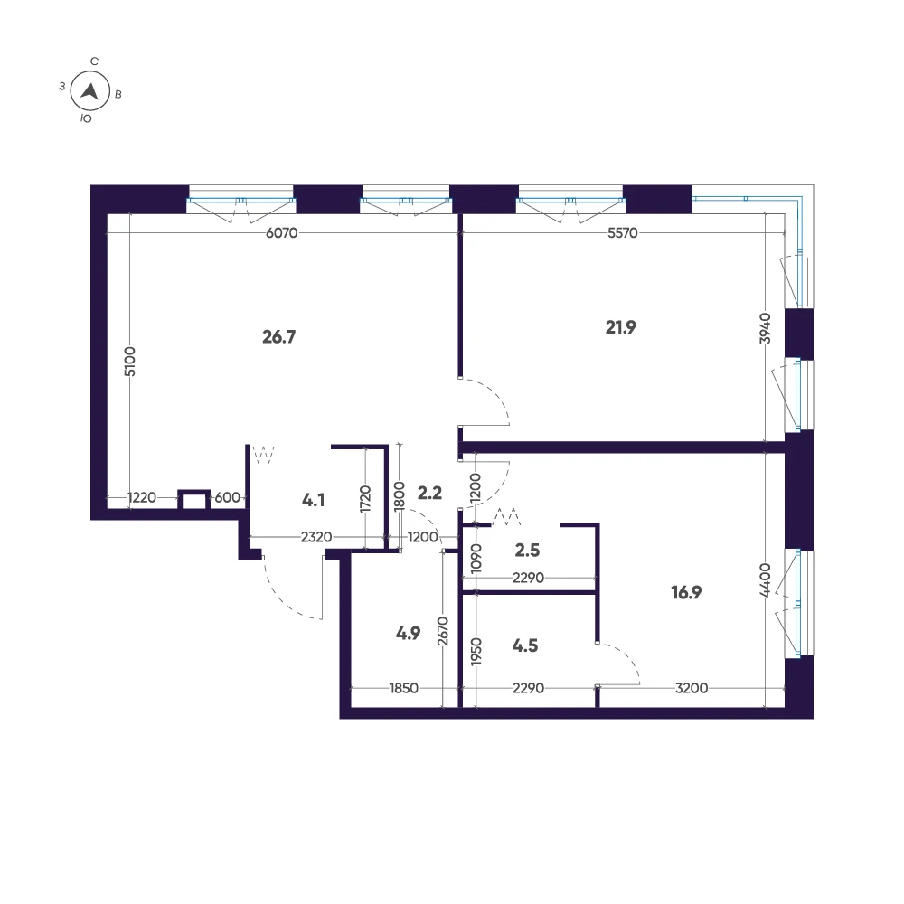 Планировка 2-комнатная 83,7 м² в премиальном комплексе «ЛДМ» — Премиальный комплекс «ЛДМ»