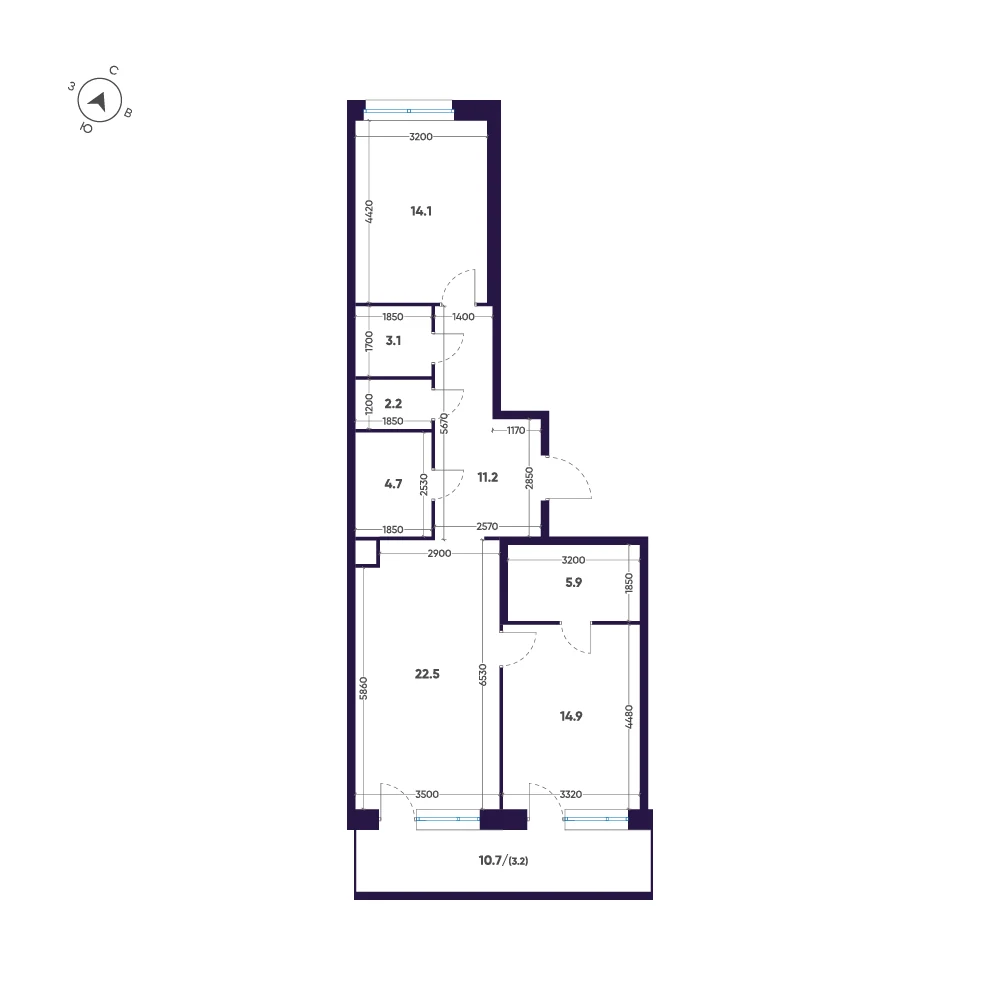 Планировка 2-комнатная 81,8 м² в премиальном комплексе «ЛДМ» — Премиальный комплекс «ЛДМ»