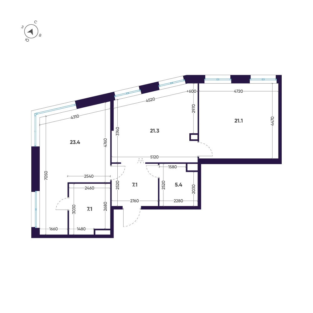 Планировка 2-комнатная 85,4 м² в премиальном комплексе «ЛДМ» — Премиальный комплекс «ЛДМ»