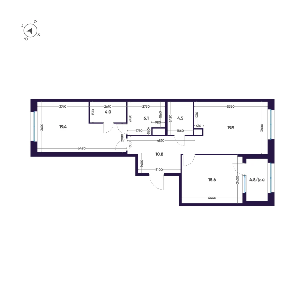 Планировка 2-комнатная 82,7 м² в премиальном комплексе «ЛДМ» — Премиальный комплекс «ЛДМ»