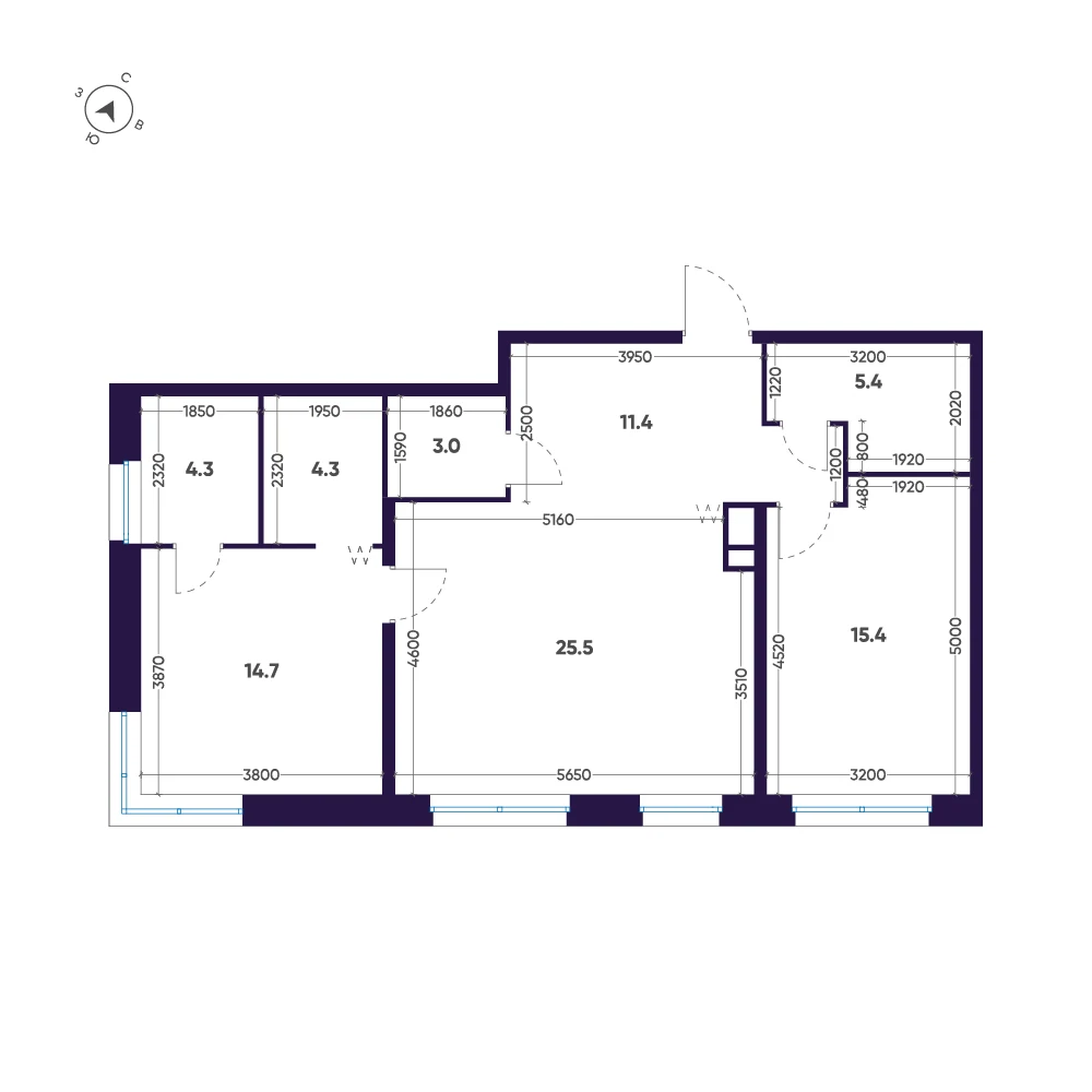 Планировка 2-комнатная 84 м² в премиальном комплексе «ЛДМ» — Премиальный комплекс «ЛДМ»