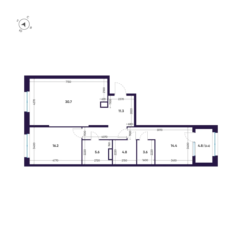 Планировка 2-комнатная 89 м² в премиальном комплексе «ЛДМ» — Премиальный комплекс «ЛДМ»