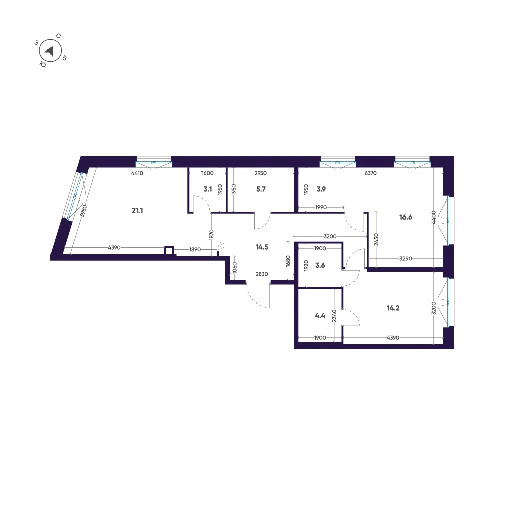 Планировка 2-комнатная 87,1 м² в премиальном комплексе «ЛДМ» — Премиальный комплекс «ЛДМ»