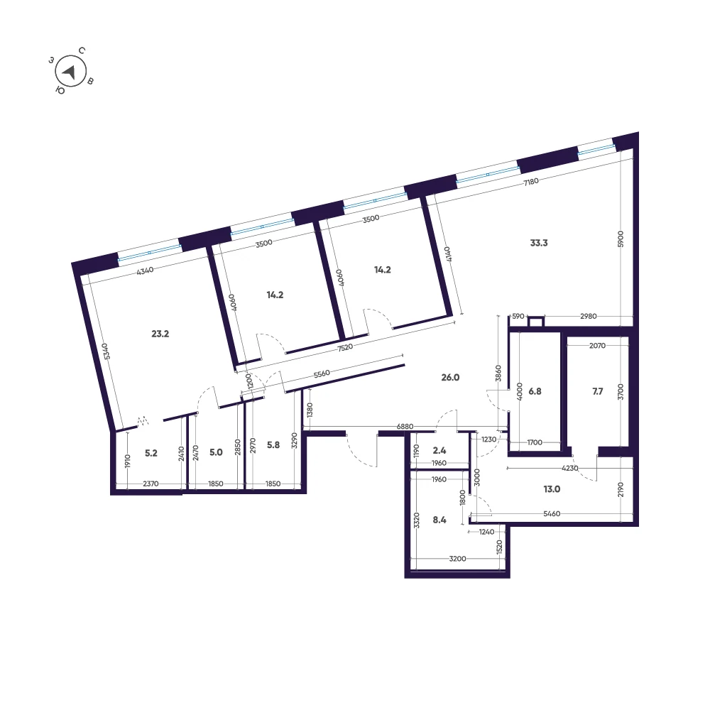 Планировка 3-комнатная 165,2 м² в премиальном комплексе «ЛДМ» — Премиальный комплекс «ЛДМ»