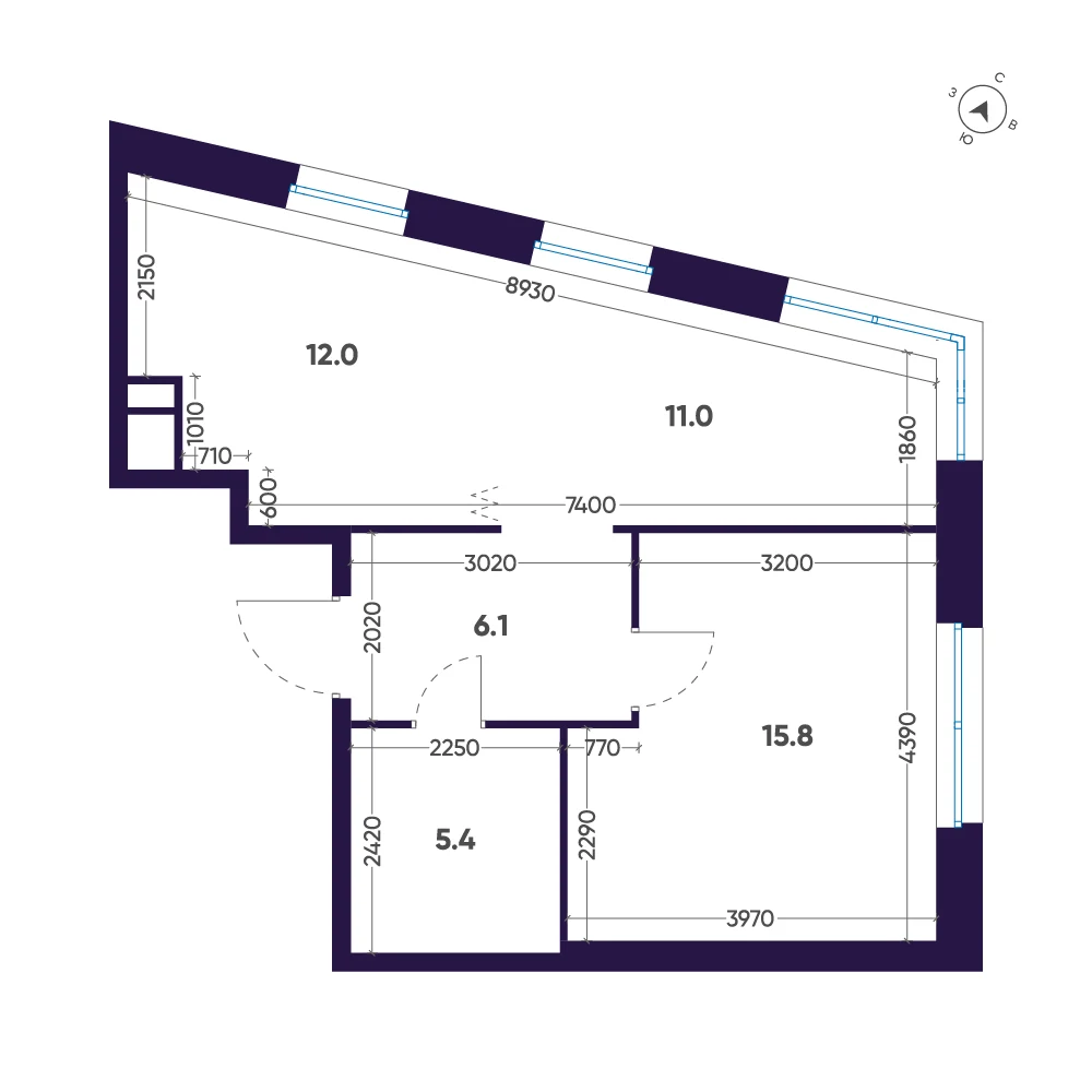 Планировка 2-комнатная 50,3 м² в премиальном комплексе «ЛДМ» — Премиальный комплекс «ЛДМ»