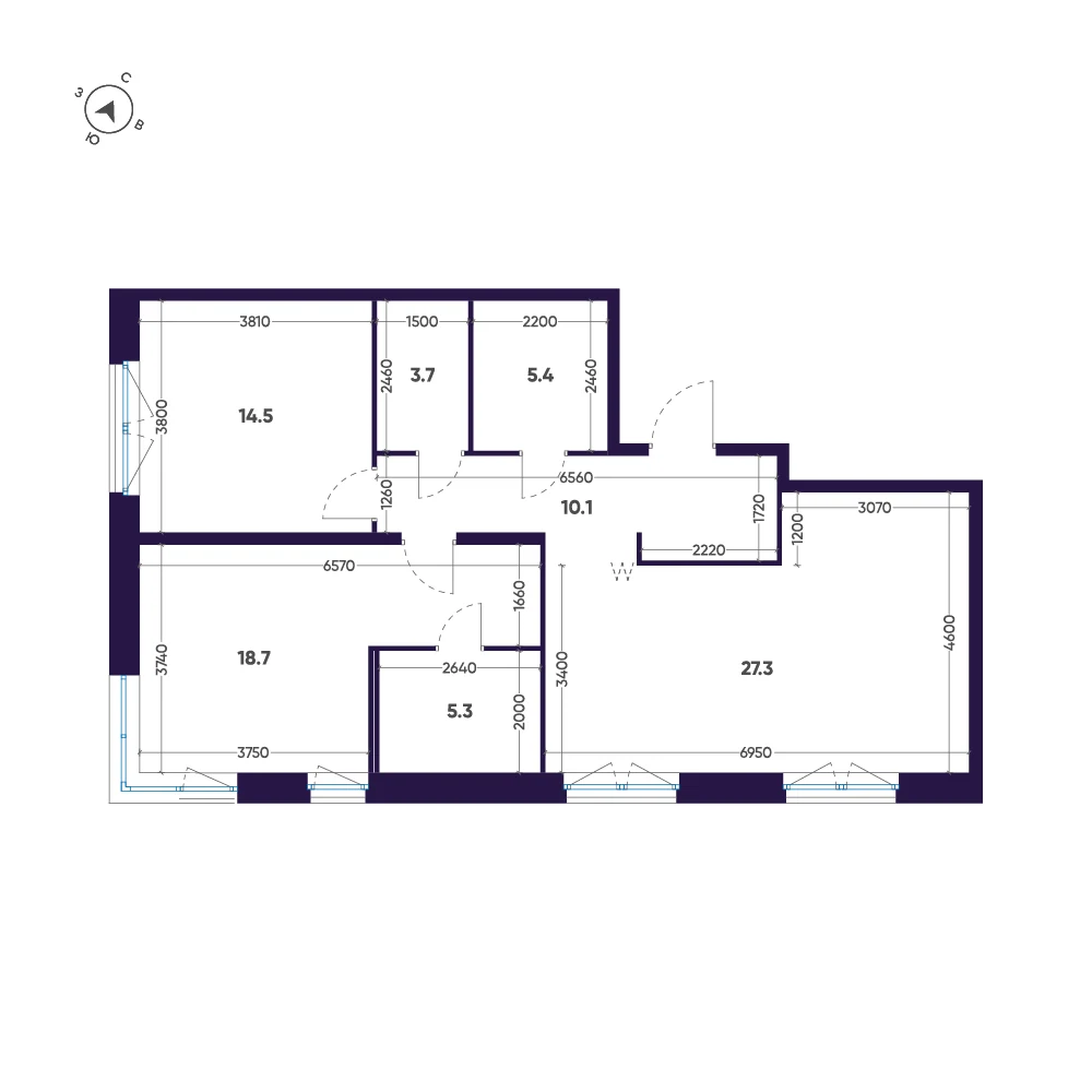 Планировка 2-комнатная 85 м² в премиальном комплексе «ЛДМ» — Премиальный комплекс «ЛДМ»