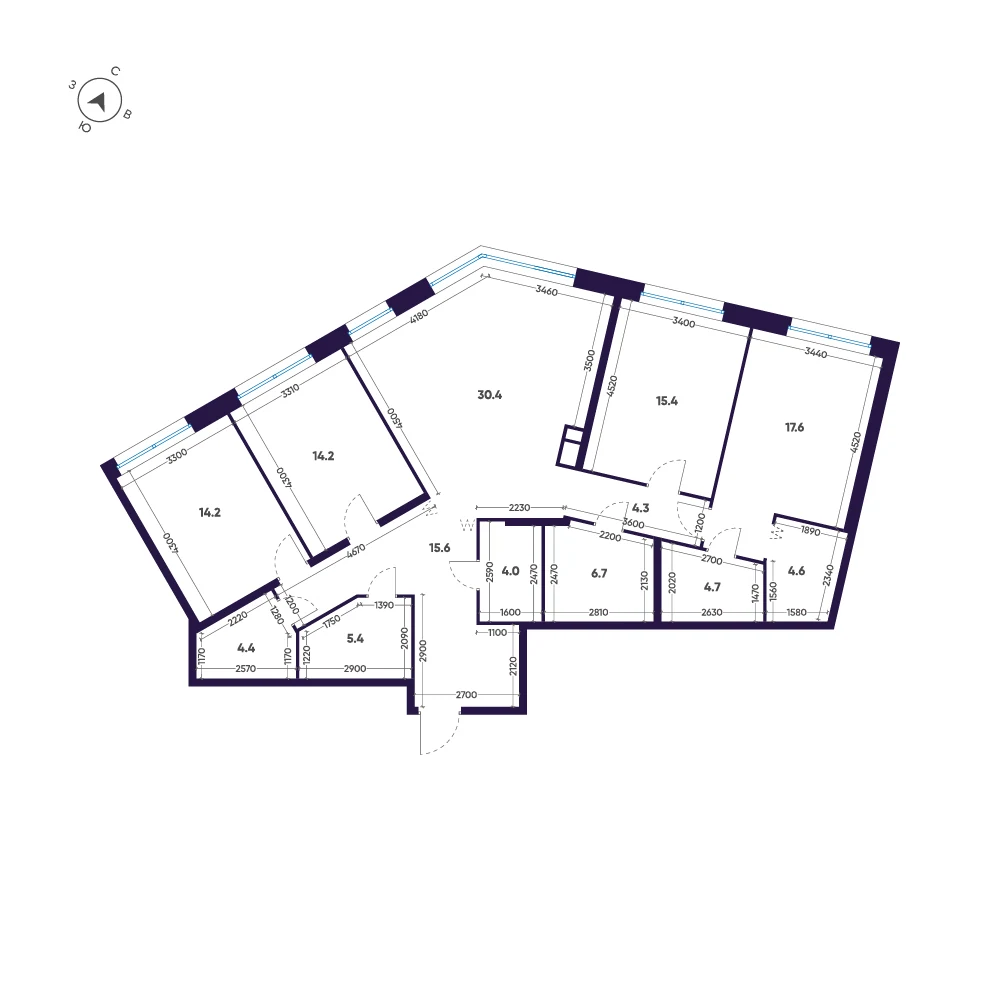 Планировка 4-комнатная 141,5 м² в премиальном комплексе «ЛДМ» — Премиальный комплекс «ЛДМ»