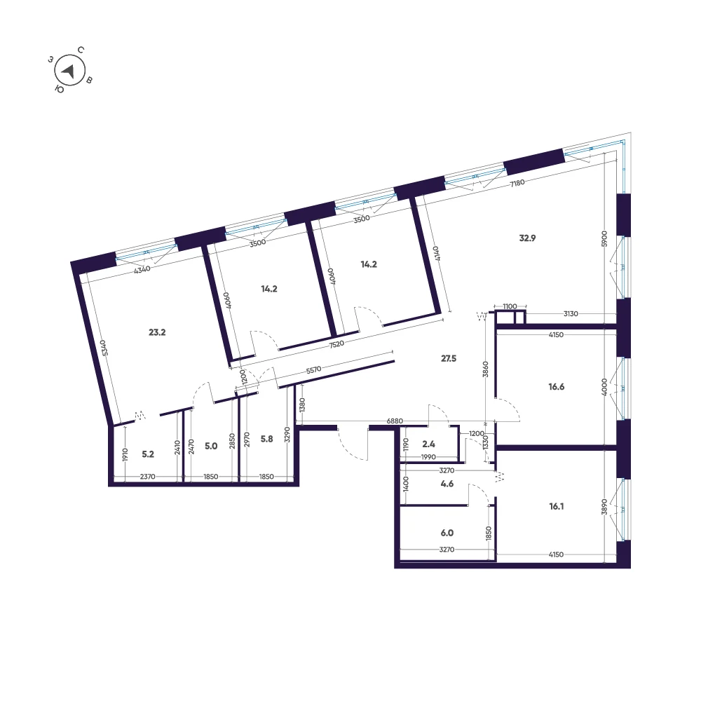 Планировка 5-комнатная 173,7 м² в премиальном комплексе «ЛДМ» — Премиальный комплекс «ЛДМ»