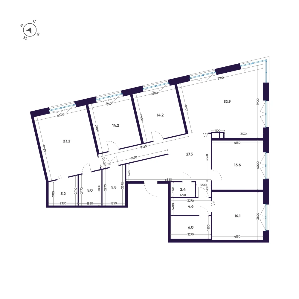 Планировка 5-комнатная 173,7 м² в премиальном комплексе «ЛДМ» — Премиальный комплекс «ЛДМ»